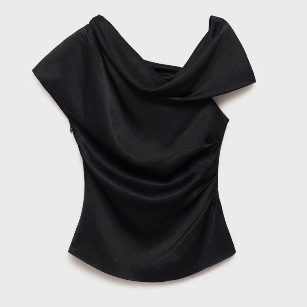 Mango Black Draped Women's Blouse